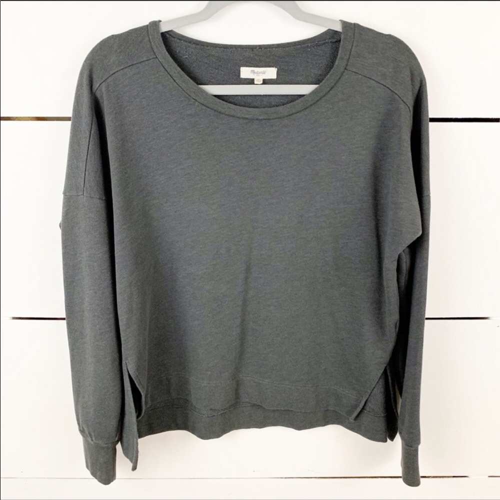 MADEWELL Crewneck Pullover Sweatshirt Split Hem